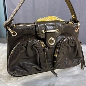 Botkier Leather Handbag Purse brown greenish turn lock shoulder bag